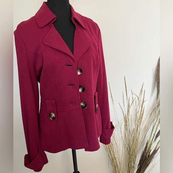 NWT Midtown Purple Military Button Jacket Structured Waist Coat Size M - Picture 2 of 5